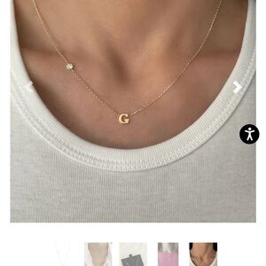 Lola James Jewelry 14k Gold Necklace with G Initial, Diamond and extender